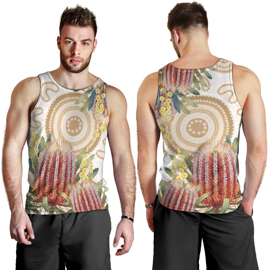 Australia Banksia Men Tank Top Aussie Native Flowers Indigenous Art - Aussie Hoodie