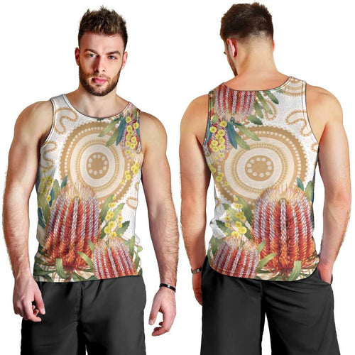 Australia Banksia Men Tank Top Aussie Native Flowers Indigenous Art - Aussie Hoodie