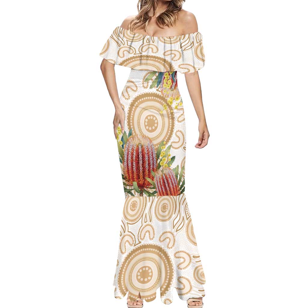Australia Banksia Mermaid Dress Aussie Native Flowers Indigenous Art - Aussie Hoodie