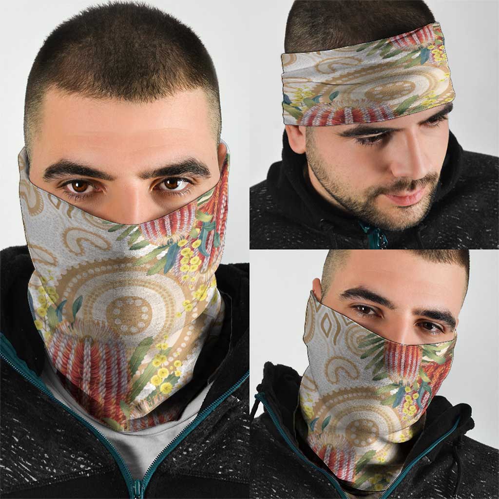 Australia Banksia Neck Gaiter Aussie Native Flowers Indigenous Art - Aussie Hoodie