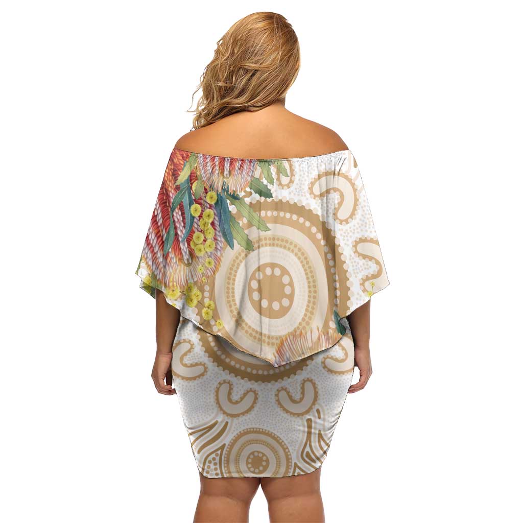 Australia Banksia Off Shoulder Short Dress Aussie Native Flowers Indigenous Art - Aussie Hoodie