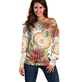 Australia Banksia Off Shoulder Sweater Aussie Native Flowers Indigenous Art - Aussie Hoodie