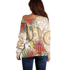 Australia Banksia Off Shoulder Sweater Aussie Native Flowers Indigenous Art - Aussie Hoodie