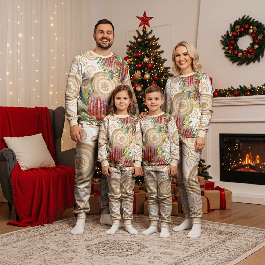 Australia Banksia Christmas Pajama Set Aussie Native Flowers Indigenous Art - Aussie Hoodie