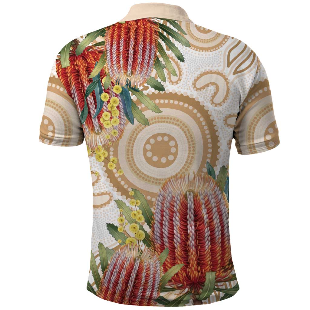 Australia Banksia Polo Shirt Aussie Native Flowers Indigenous Art - Aussie Hoodie
