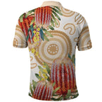 Australia Banksia Polo Shirt Aussie Native Flowers Indigenous Art - Aussie Hoodie