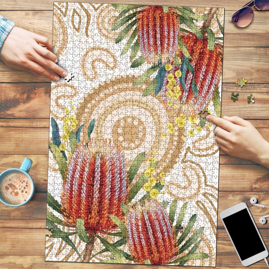 Australia Banksia Puzzle Aussie Native Flowers Indigenous Art - Aussie Hoodie