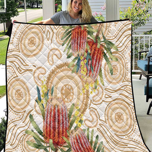 Australia Banksia Quilt Aussie Native Flowers Indigenous Art - Aussie Hoodie