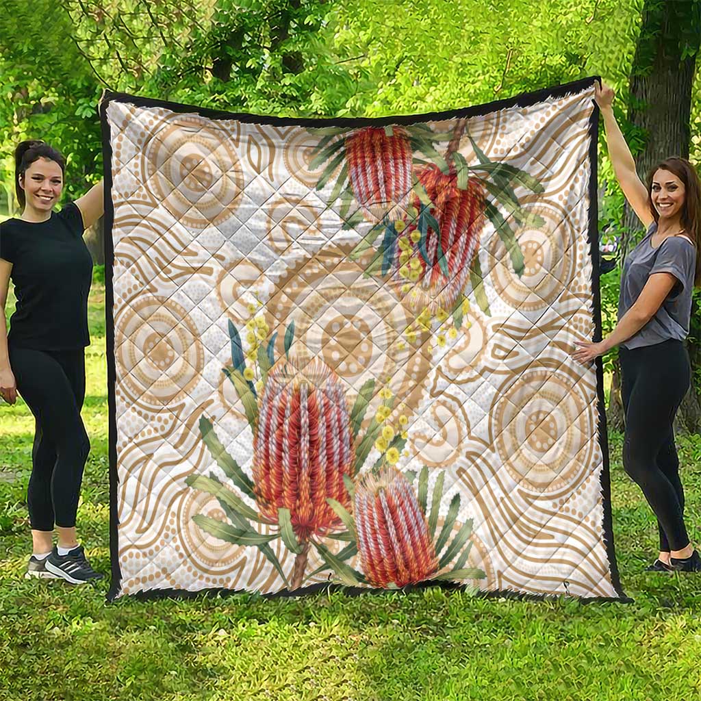Australia Banksia Quilt Aussie Native Flowers Indigenous Art - Aussie Hoodie