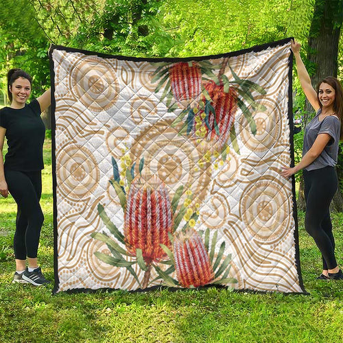 Australia Banksia Quilt Aussie Native Flowers Indigenous Art - Aussie Hoodie