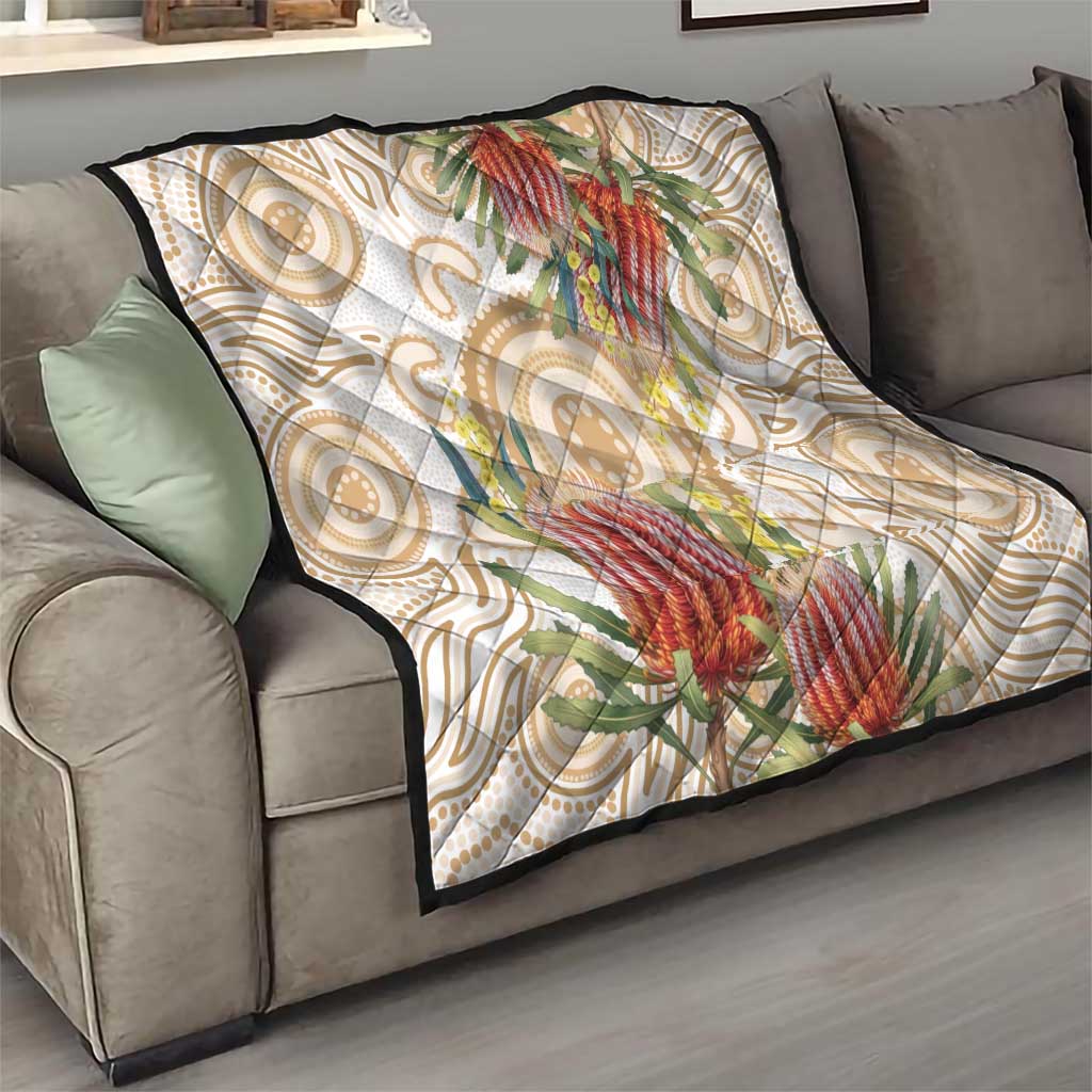 Australia Banksia Quilt Aussie Native Flowers Indigenous Art - Aussie Hoodie