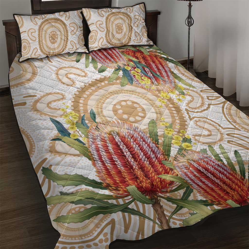 Australia Banksia Quilt Bed Set Aussie Native Flowers Indigenous Art - Aussie Hoodie