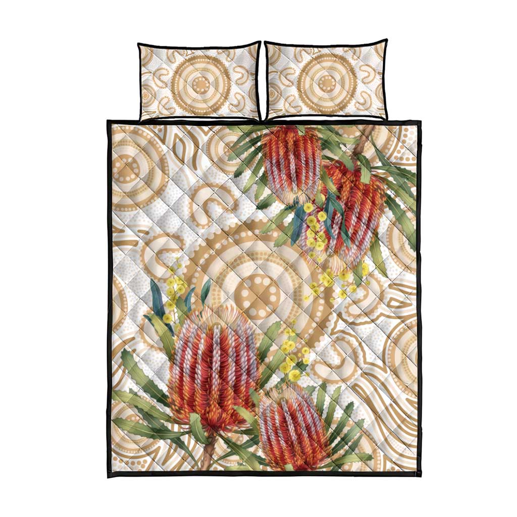 Australia Banksia Quilt Bed Set Aussie Native Flowers Indigenous Art - Aussie Hoodie