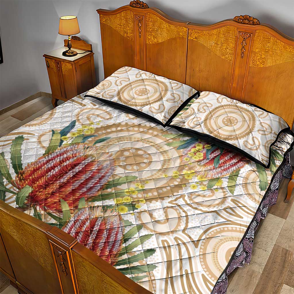 Australia Banksia Quilt Bed Set Aussie Native Flowers Indigenous Art - Aussie Hoodie