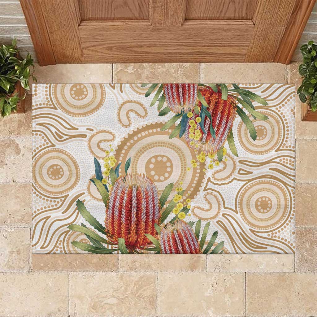 Australia Banksia Rubber Doormat Aussie Native Flowers Indigenous Art - Aussie Hoodie