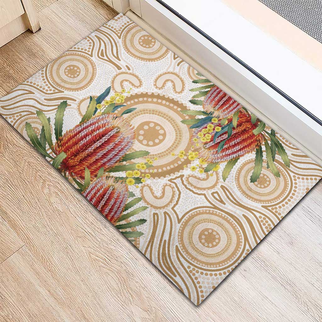 Australia Banksia Rubber Doormat Aussie Native Flowers Indigenous Art - Aussie Hoodie