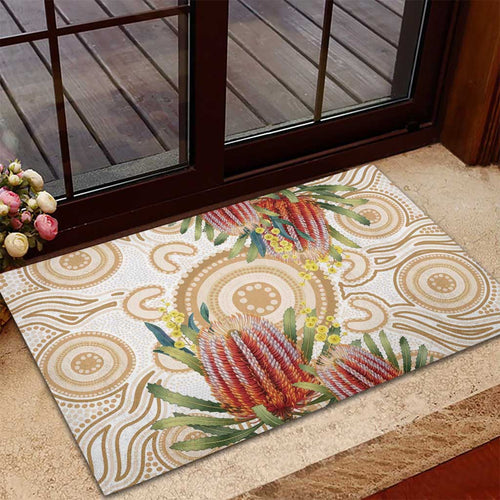 Australia Banksia Rubber Doormat Aussie Native Flowers Indigenous Art - Aussie Hoodie