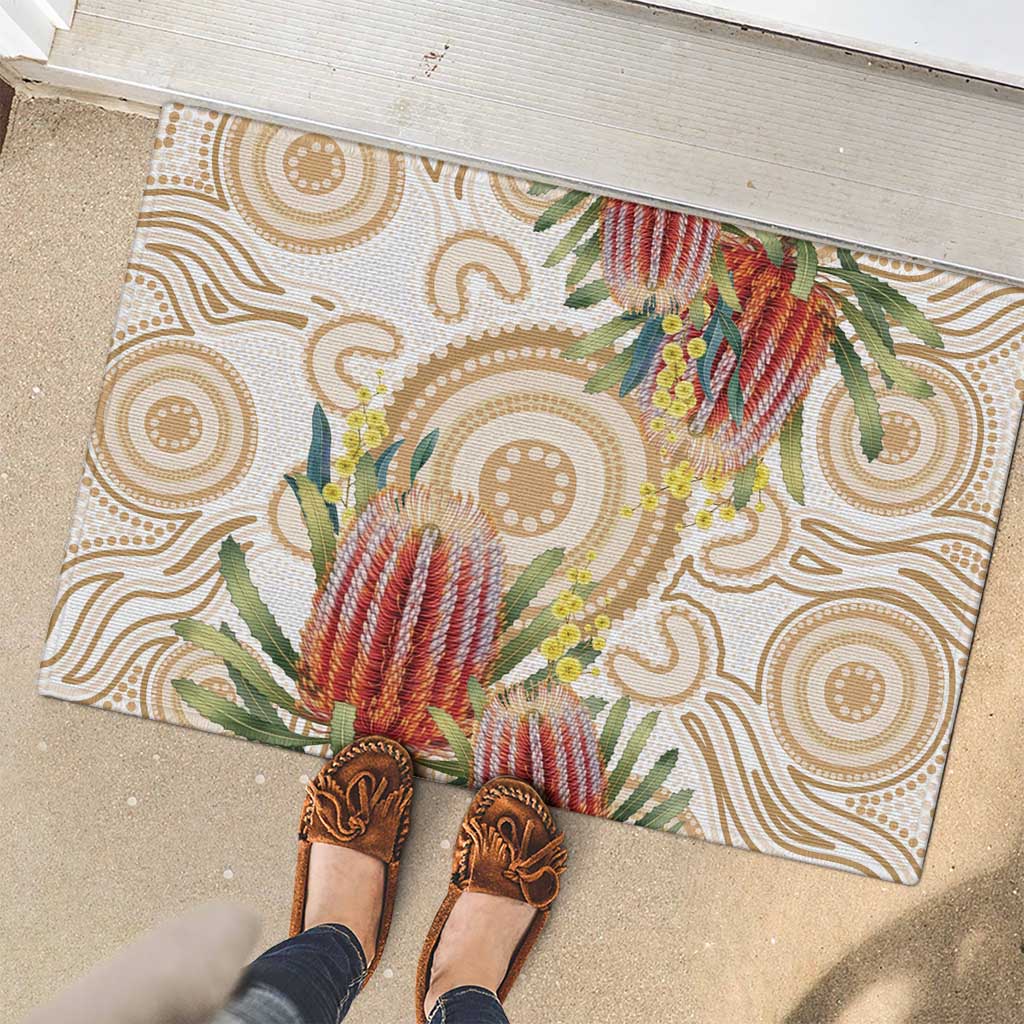Australia Banksia Rubber Doormat Aussie Native Flowers Indigenous Art - Aussie Hoodie