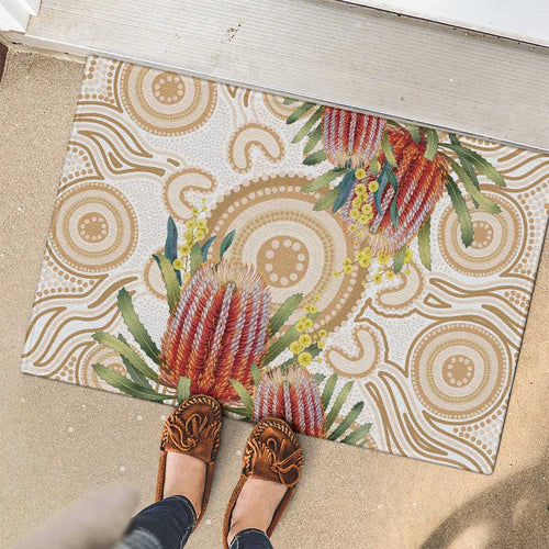 Australia Banksia Rubber Doormat Aussie Native Flowers Indigenous Art - Aussie Hoodie