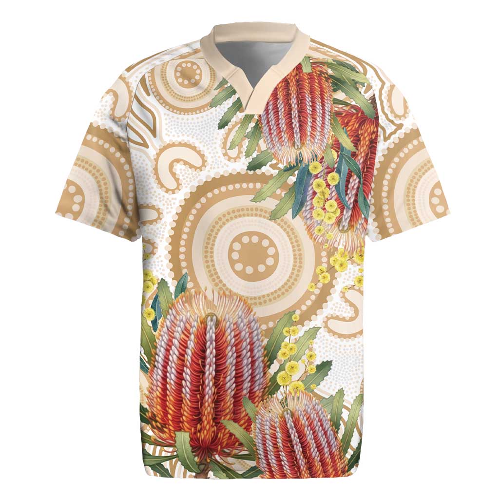 Australia Banksia Rugby Jersey Aussie Native Flowers Indigenous Art - Aussie Hoodie
