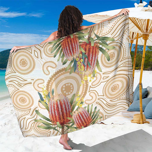 Australia Banksia Sarong Aussie Native Flowers Indigenous Art - Aussie Hoodie