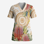 Australia Banksia Scrub Top Aussie Native Flowers Indigenous Art - Aussie Hoodie