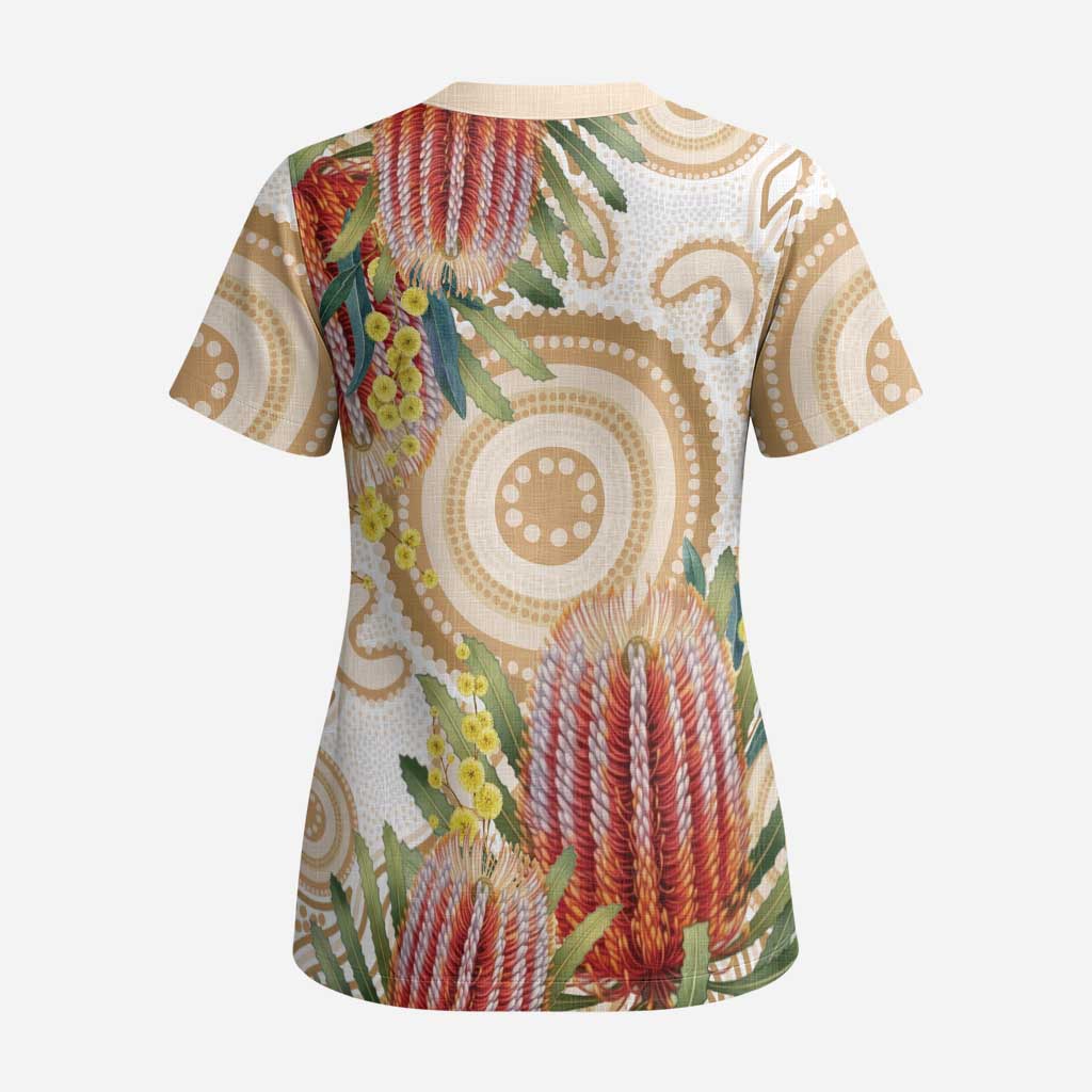 Australia Banksia Scrub Top Aussie Native Flowers Indigenous Art - Aussie Hoodie