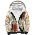 Australia Banksia Sherpa Hoodie Aussie Native Flowers Indigenous Art - Aussie Hoodie