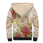 Australia Banksia Sherpa Hoodie Aussie Native Flowers Indigenous Art - Aussie Hoodie