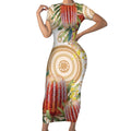 Australia Banksia Short Sleeve Bodycon Dress Aussie Native Flowers Indigenous Art - Aussie Hoodie