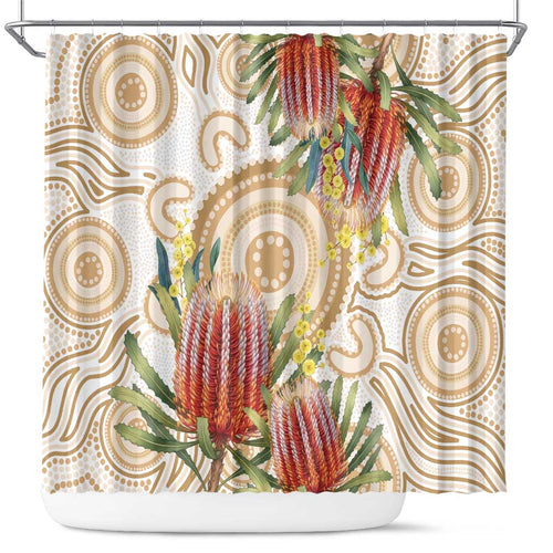 Australia Banksia Shower Curtain Aussie Native Flowers Indigenous Art - Aussie Hoodie