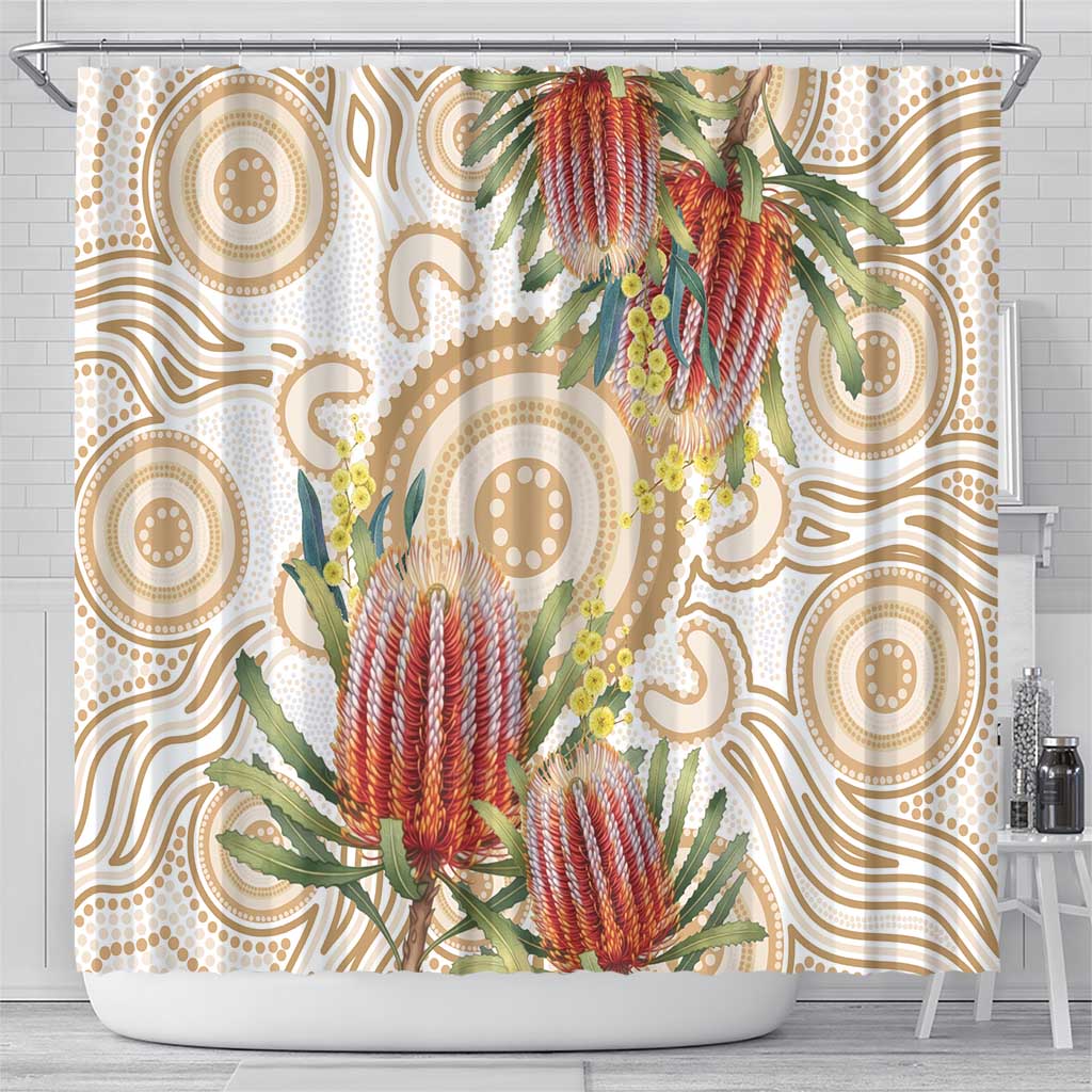 Australia Banksia Shower Curtain Aussie Native Flowers Indigenous Art - Aussie Hoodie