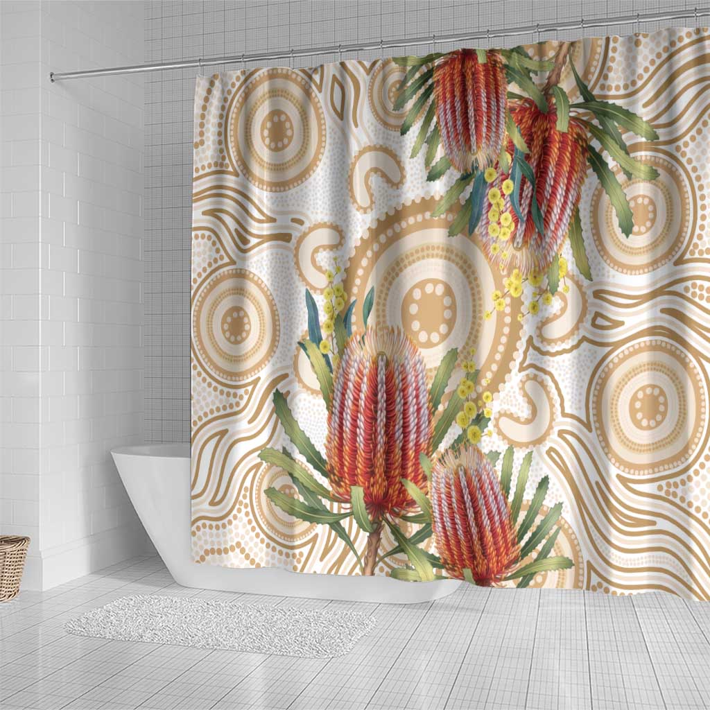 Australia Banksia Shower Curtain Aussie Native Flowers Indigenous Art - Aussie Hoodie