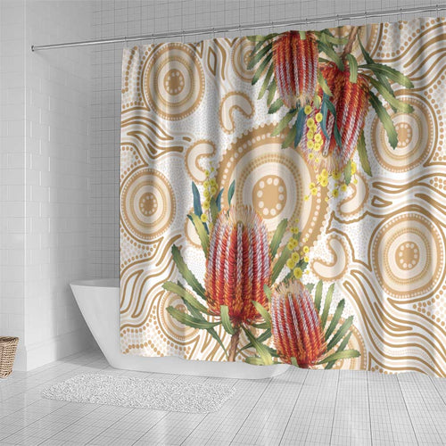 Australia Banksia Shower Curtain Aussie Native Flowers Indigenous Art - Aussie Hoodie