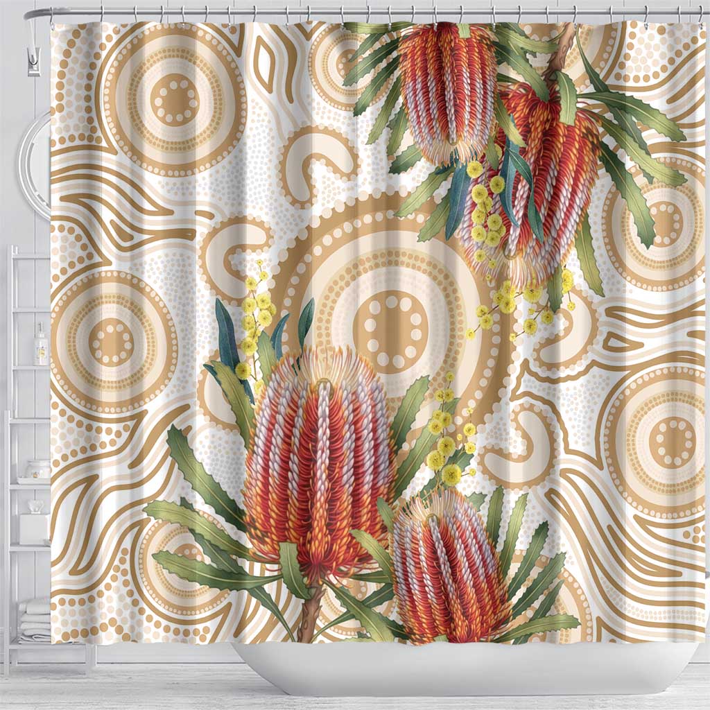 Australia Banksia Shower Curtain Aussie Native Flowers Indigenous Art - Aussie Hoodie