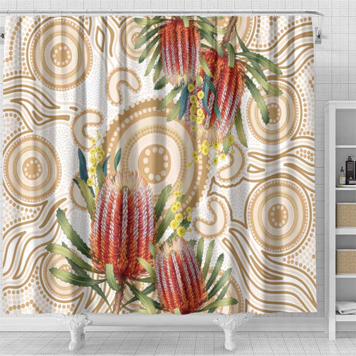 Australia Banksia Shower Curtain Aussie Native Flowers Indigenous Art - Aussie Hoodie