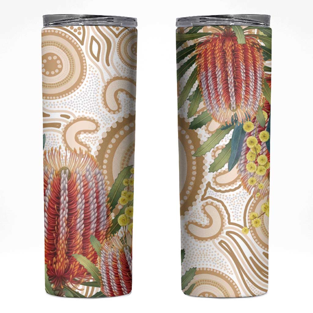Australia Banksia Skinny Tumbler Aussie Native Flowers Indigenous Art - Aussie Hoodie