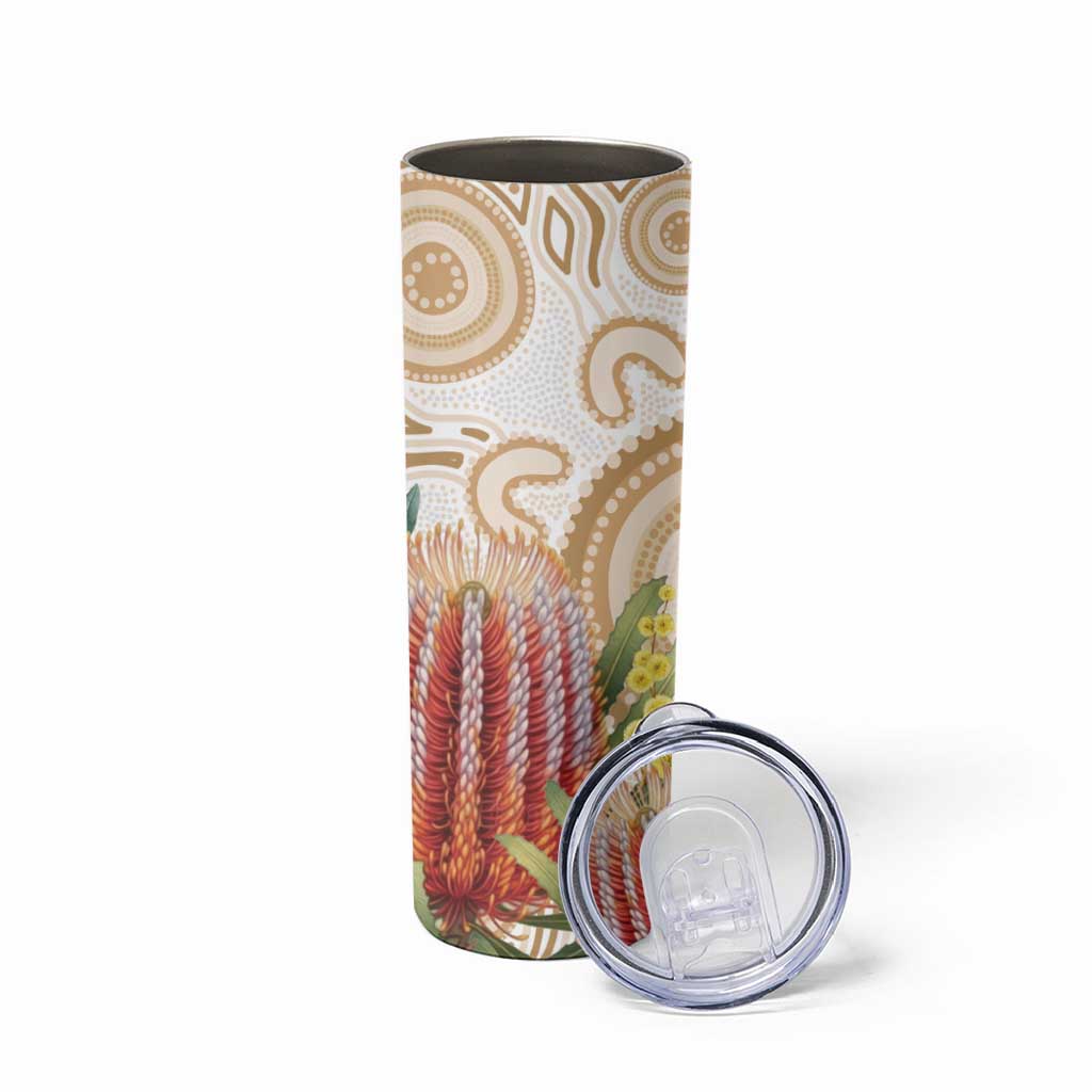Australia Banksia Skinny Tumbler Aussie Native Flowers Indigenous Art - Aussie Hoodie