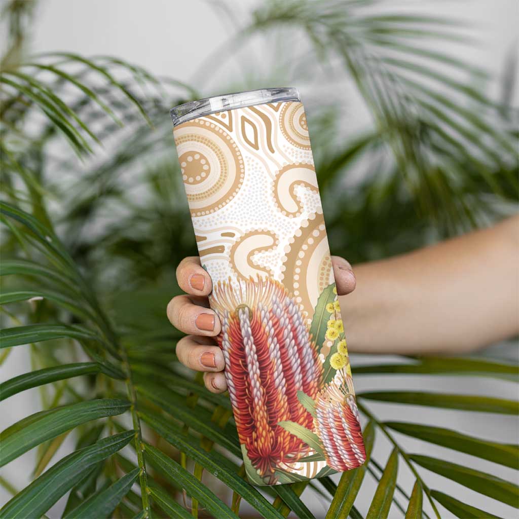 Australia Banksia Skinny Tumbler Aussie Native Flowers Indigenous Art - Aussie Hoodie
