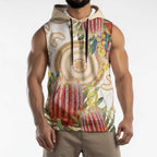 Australia Banksia Sleeveless Hoodie Aussie Native Flowers Indigenous Art - Aussie Hoodie