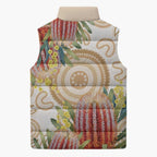 Australia Banksia Sleeveless Puffer Jacket Aussie Native Flowers Indigenous Art - Aussie Hoodie