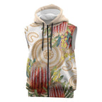 Australia Banksia Sleeveless Zip Hoodie Aussie Native Flowers Indigenous Art LT14