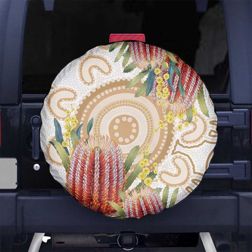 Australia Banksia Spare Tire Cover Aussie Native Flowers Indigenous Art - Aussie Hoodie