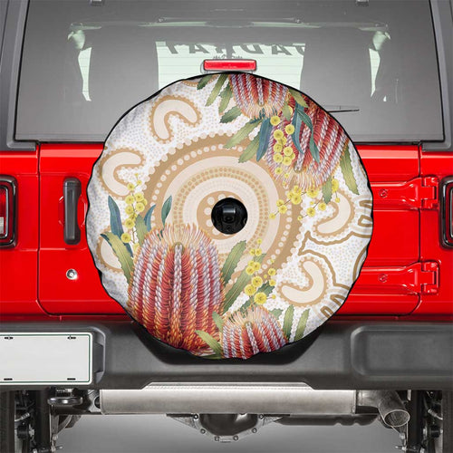 Australia Banksia Spare Tire Cover Aussie Native Flowers Indigenous Art - Aussie Hoodie
