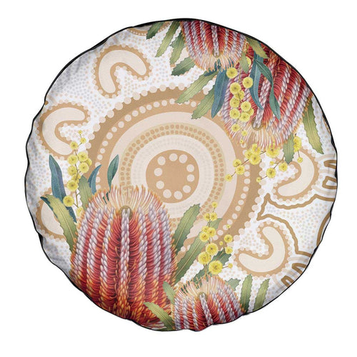 Australia Banksia Spare Tire Cover Aussie Native Flowers Indigenous Art - Aussie Hoodie