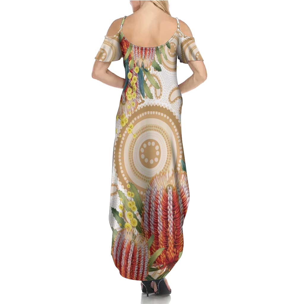 Australia Banksia Summer Maxi Dress Aussie Native Flowers Indigenous Art - Aussie Hoodie