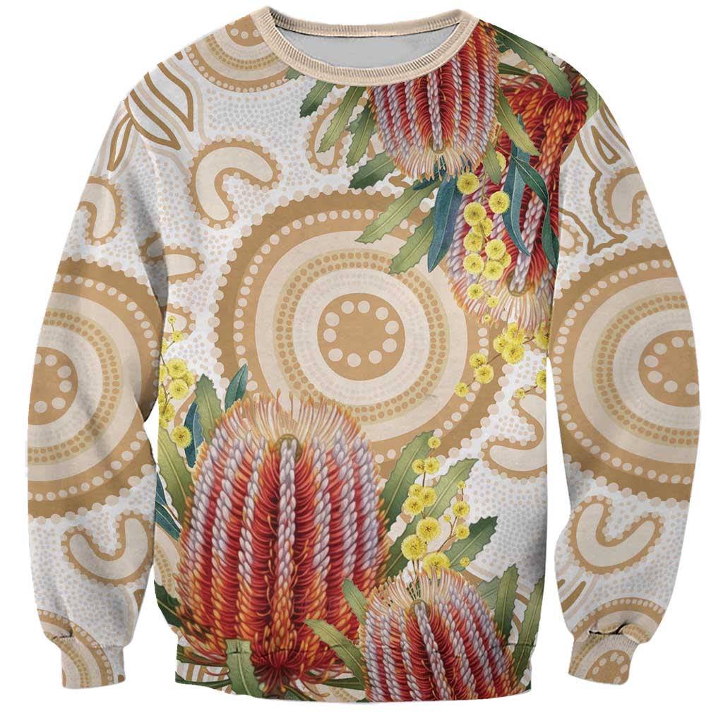 Australia Banksia Sweatshirt Aussie Native Flowers Indigenous Art - Aussie Hoodie