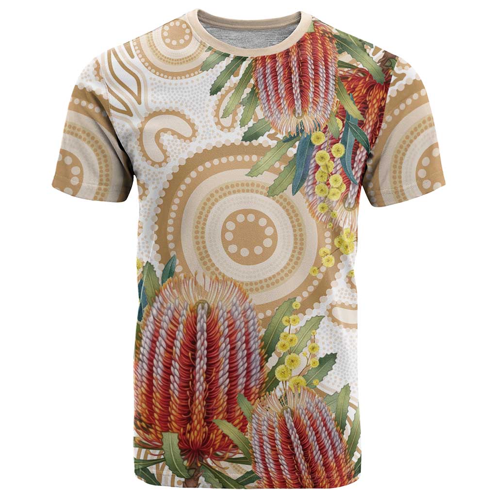Australia Banksia T Shirt Aussie Native Flowers Indigenous Art - Aussie Hoodie