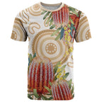 Australia Banksia T Shirt Aussie Native Flowers Indigenous Art - Aussie Hoodie