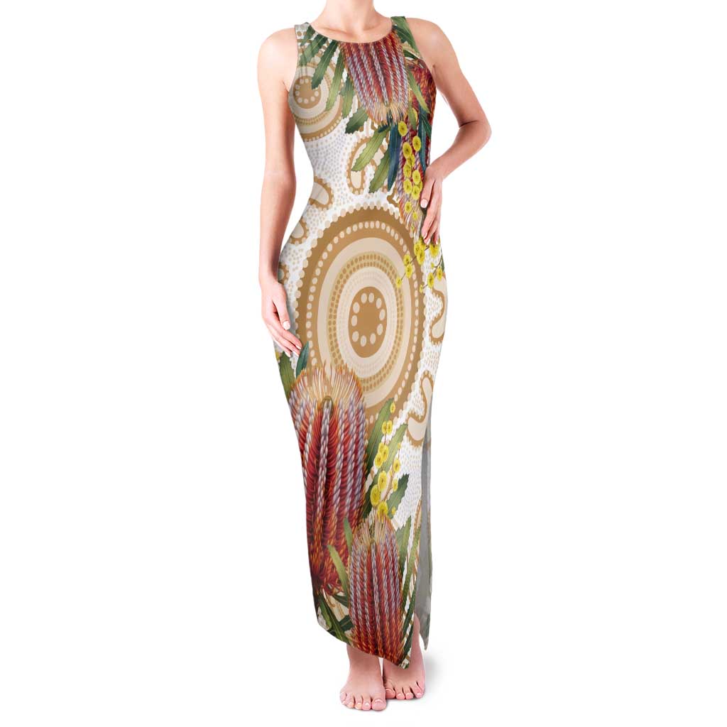 Australia Banksia Tank Maxi Dress Aussie Native Flowers Indigenous Art - Aussie Hoodie